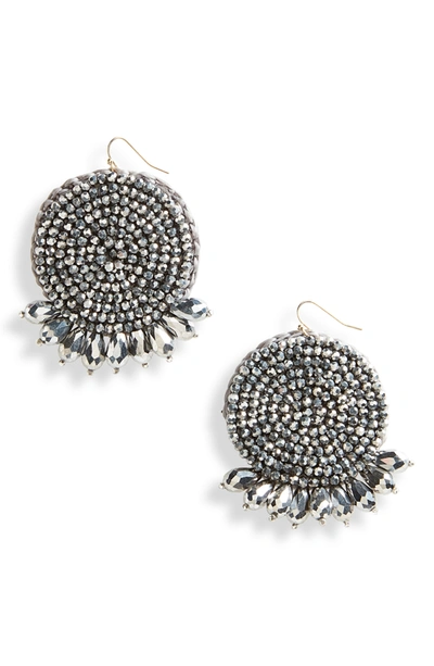 Shop Panacea Crystal Beaded Coil Drop Earrings In Hematite