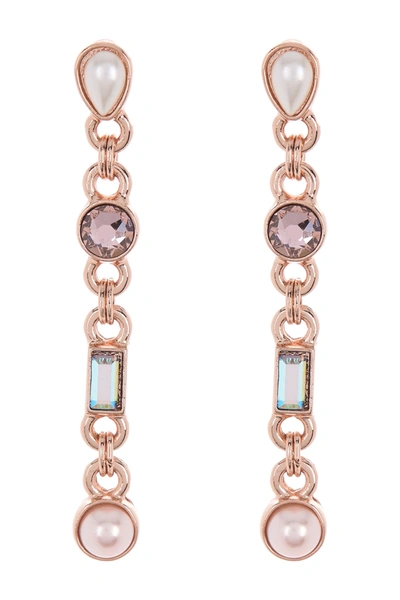 Shop Alex And Ani Crystal & Pearl Drop Earrings In Shiny Gold