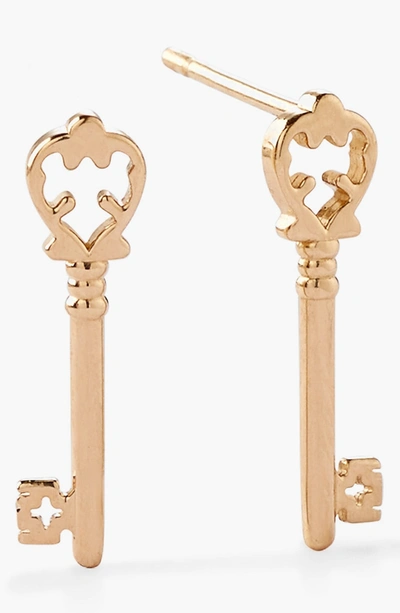 Shop Alex And Ani Sterling Silver Skeleton Key Stud Earrings In Gold