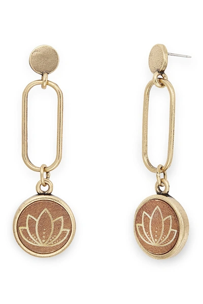 Shop Alex And Ani Lotus Petal Dangle Earrings In Gold