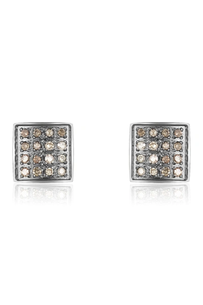 Shop Adornia Fine Black Rhodium Plated Sterling Silver Pave Diamond Square Stud Earrings