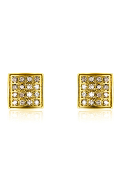 Shop Adornia Fine 14k Gold Vermeil Pave Diamond Square Stud Earrings In Yellow