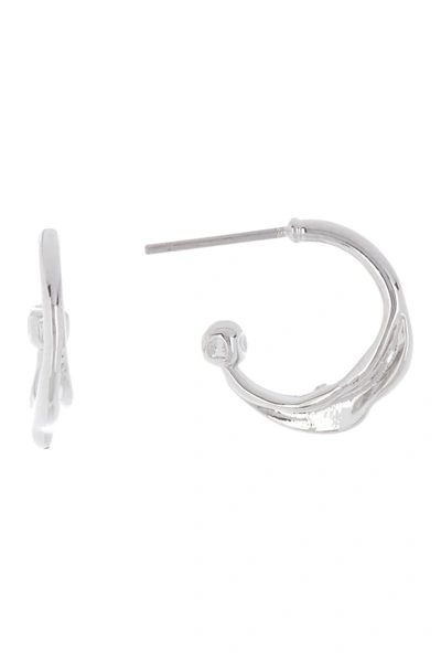 Shop Rebecca Minkoff Rhodium Plated Brass Open Hoop Earrings In Silver