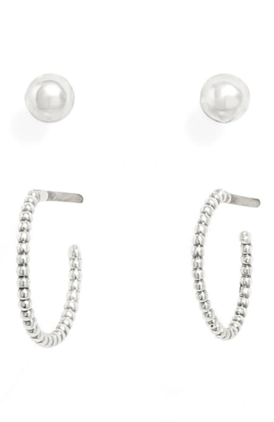 Shop Allsaints Ball Beaded 2-piece Earrings Set In Silver