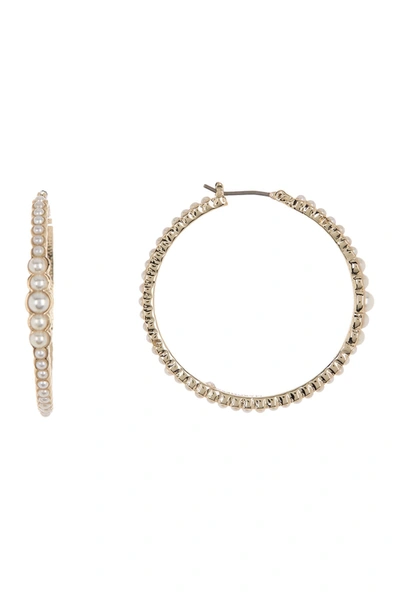 Shop Marchesa Imitation Pearl Hoop Earrings In Gold