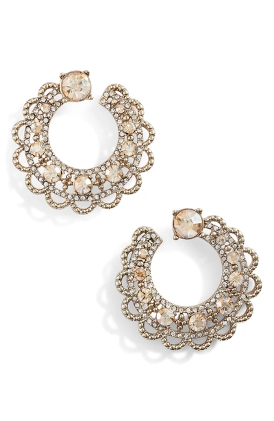 Shop Marchesa Crystal Swirl Hoop Earrings In Gold/ Goldtonal