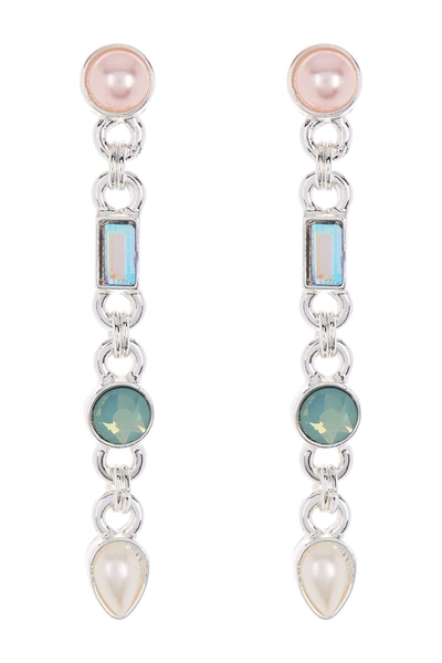 Shop Alex And Ani Crystal & Pearl Drop Earrings In Shiny Silver
