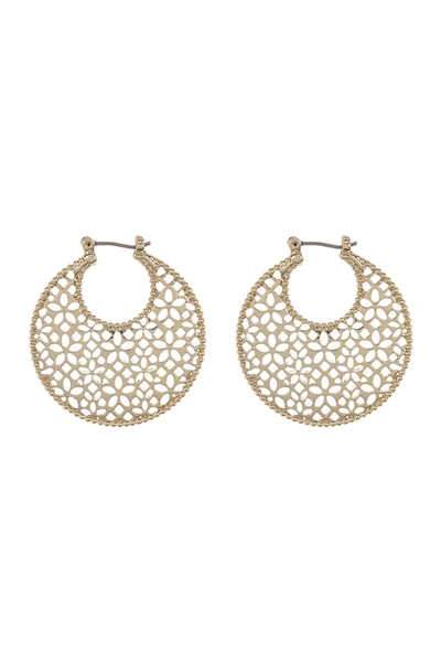 Shop Marchesa Filigree Disc Hoop Earrings In Gold