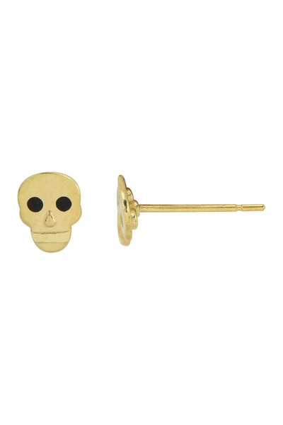 Shop Candela 10k Yellow Gold Skull Stud Earrings In Multi