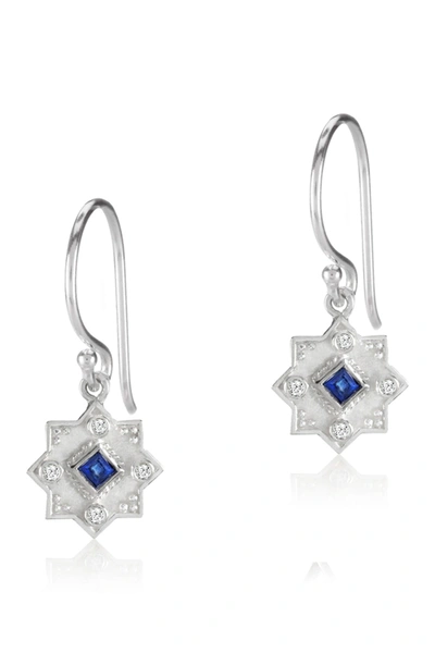 Shop Legend Amrapali Silver Sterling Silver Heritage Star Of Lakshmi Blue Sapphire & Diamond Dangle Earrings