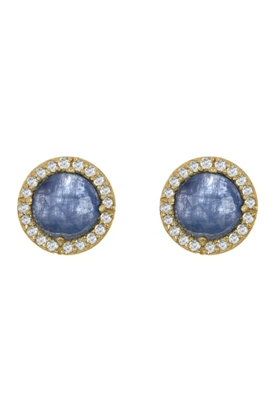 Shop Adornia Fine 14k Yellow Gold Diamond Halo Blue Sapphire Stud Earrings