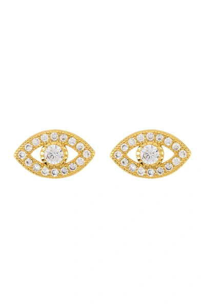 Shop Adornia 14k Yellow Gold Plated Swarovski Crystal Evil Eye Stud Earrings