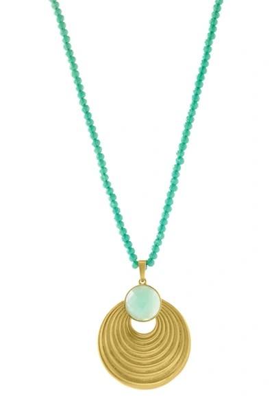 Shop Dean Davidson 22k Gold Plated Savannah Gemstone Pendant Necklace In Ocean Blue
