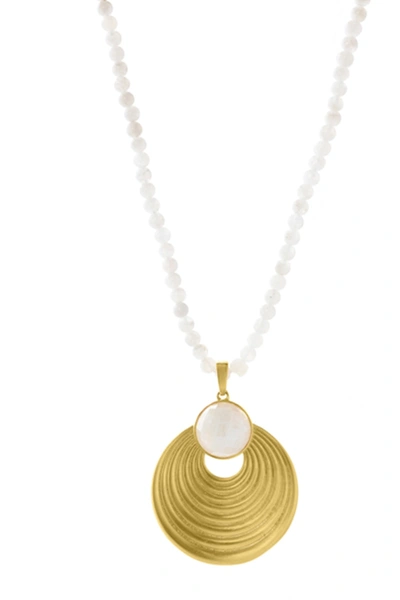 Shop Dean Davidson 22k Gold Plated Savannah Gemstone Pendant Necklace In Moonstone