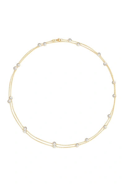 Gab+cos Designs Yellow Gold Vermeil Cz Station Wrap Necklace In Gold
