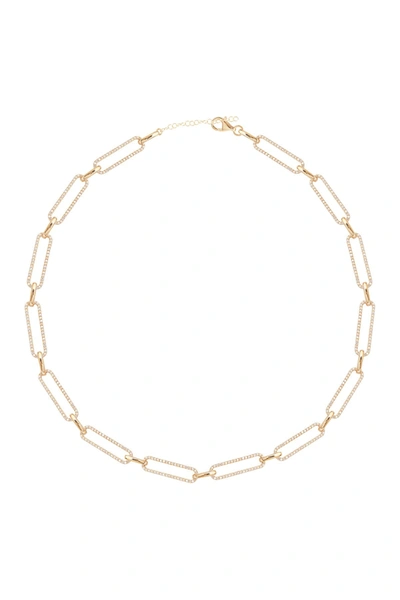 Gab+cos Designs 14k Gold Plated Crystal Pave Link Necklace In Gold