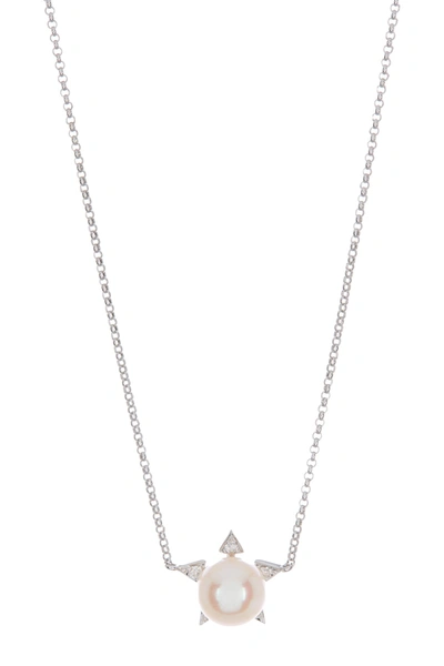 Shop Ron Hami 14k White Gold Diamond & Freshwater Pearl Star Pendant Necklace In White Gold/diamond/pearl