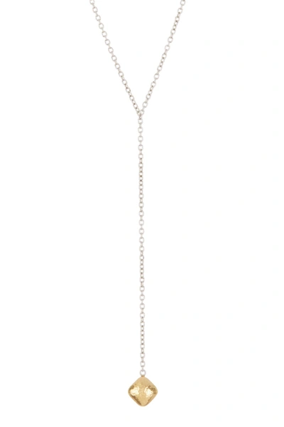 Shop Gurhan Two-tone Clove Cushion Drop Y-necklace In Silver