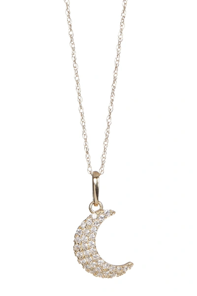 Shop Candela 14k Yellow Gold Pavé Cubic Zirconia Crescent Moon Pendant Necklace In Clear