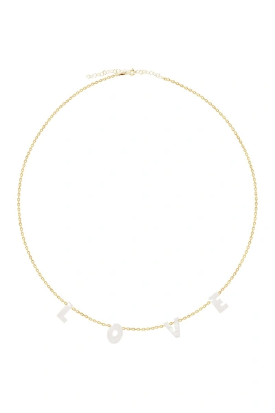 Shop Gab+cos Designs Genuine Mother Of Pearl "love" Necklace In Gold