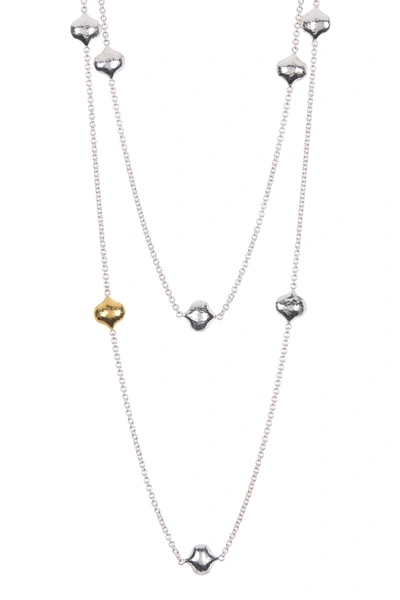 Shop Gurhan Two-tone Clove Station Chain Long Necklace In Silver