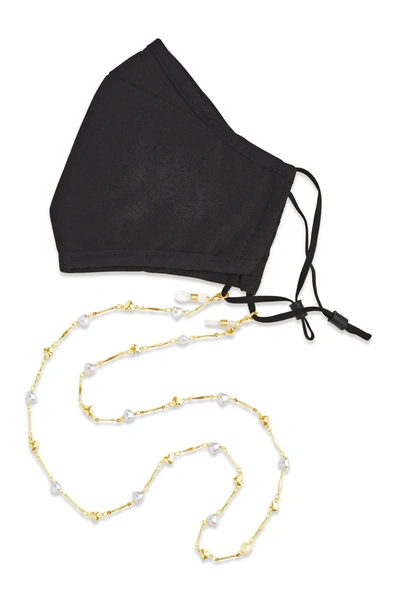 Sterling Forever Gold Plated Dainty Stationed Hearts Face Mask Chain In Gold