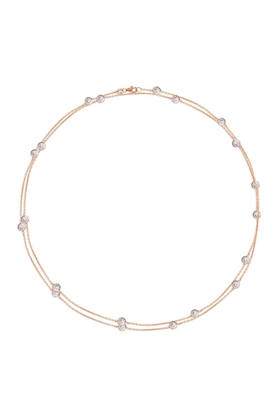 Gab+cos Designs Rose Gold Long Wrap Bezel Necklace In Rose Gold