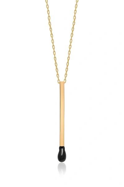 Shop Gab+cos Designs Black Match Stick Necklace In Gold