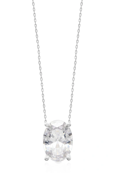 Shop Gab+cos Designs Oval Cut Solitaire Pendant Chain Necklace In Silver