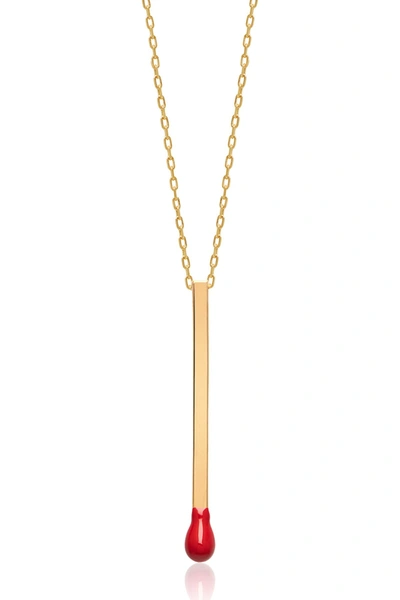 Shop Gab+cos Designs Red Hot Matchstick Pendant Necklace In Gold