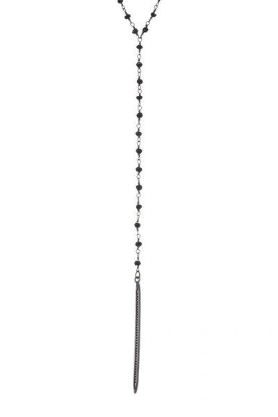 Shop Adornia Terry Black Spinel & Champagne Diamond Spike Lariat Necklace In Silver