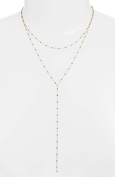 Shop Argento Vivo 18k Gold Plated Sterling Silver Enamel Bead Layer Y-necklace In Black/ Gold