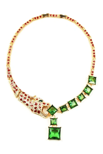 Eye Candy Los Angeles Leopard Crystal Necklace In Multi Color