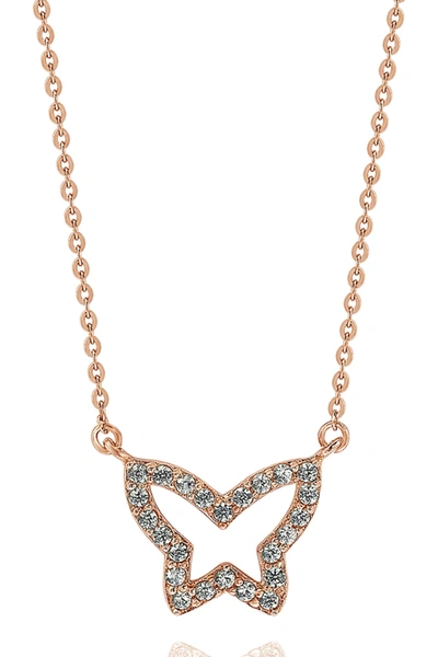 Shop Suzy Levian 14k Rose Gold Diamond Butterfly Necklace