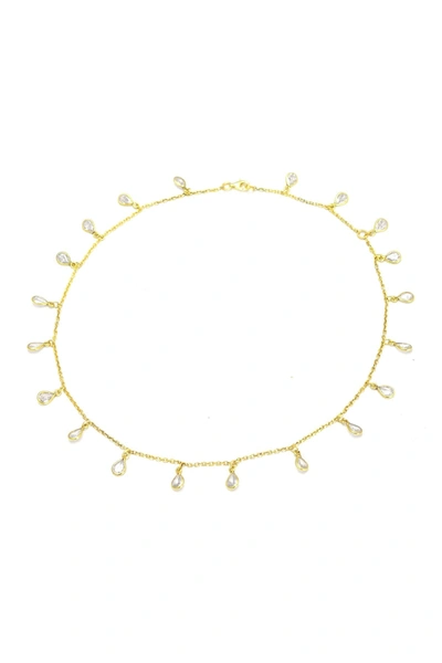 Savvy Cie 18k Yellow Gold Vermeil Cz Riviera Droplet Necklace In Yellow