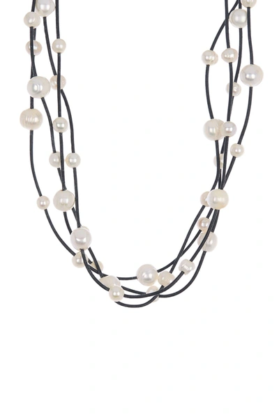 Shop Adornia Layered Freshwater Pearl Necklace In Silver