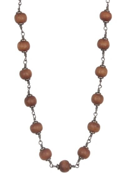 Shop Adornia Fine Sandalwood Beaded Necklace In Brown