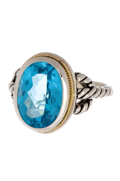 Shop Effy Sterling Silver & 18k Gold Blue Topaz Oval Ring