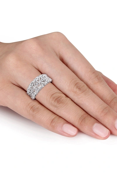 Delmar Sterling Silver Lab Created White Sapphire Milgrain Ring In Silver