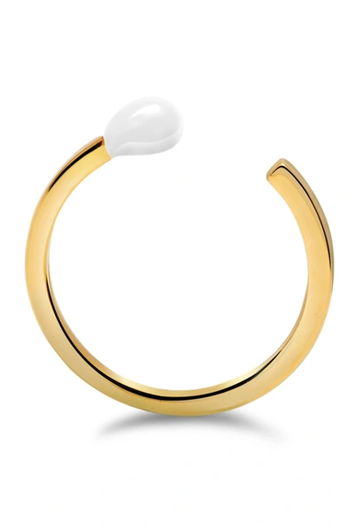 Gab+cos Designs Yellow Gold Vermeil White Matchstick Bypass Ring In Gold