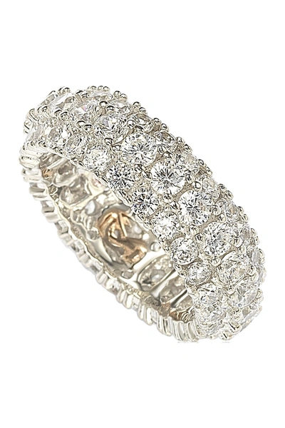 Suzy Levian Sterling Silver White Cz 3 Row Eternity Band In White