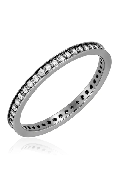 Shop Adornia Fine Black Rhodium Plated Diamond Eternity Band Ring In Silver