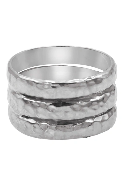 Shop Devata Sterling Silver Bali Hammered Triple Band Ring