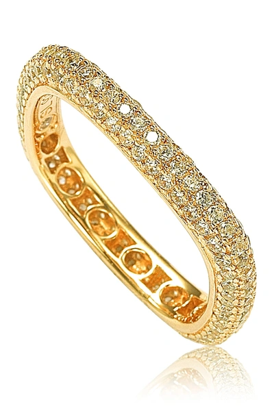 Suzy Levian 14k Yellow Gold Plated Sterling Silver Square Stackable Eternity Band In Gold