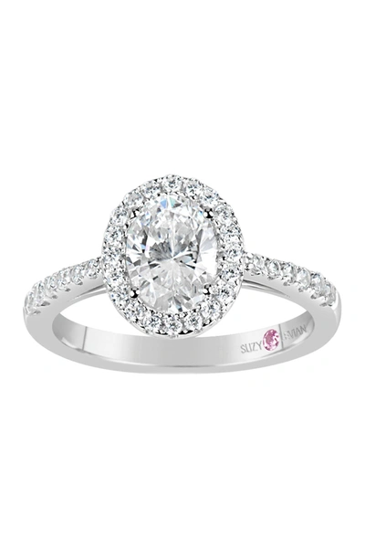 Shop Suzy Levian Sterling Silver Oval Cz Engagement Ring In White