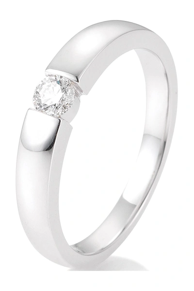 Shop Breuning 14k White Gold Flush Set Diamond Solitaire Ring In Silver