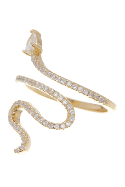 Shop Adornia 14k Gold Plated Swarovski Crystal Accented Winding Snake Ring In Yellow