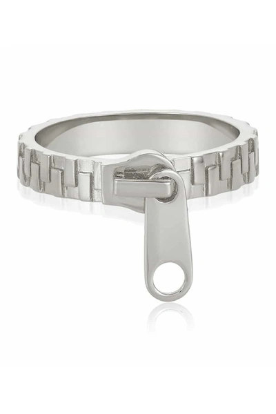 Shop Melinda Maria The Ace Zipper Stacking Ring In Silver