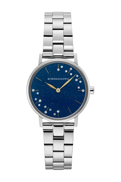 Shop Bcbgmaxazria Women's Mineral Crystallized Blue Stainless Steel Watch In Silver