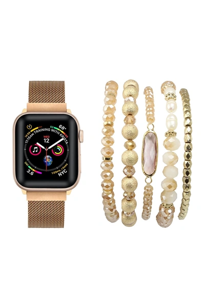 Shop Posh Tech The  Mesh Strap Apple Watch® Watchband & Bracelets Set In Rose Gold